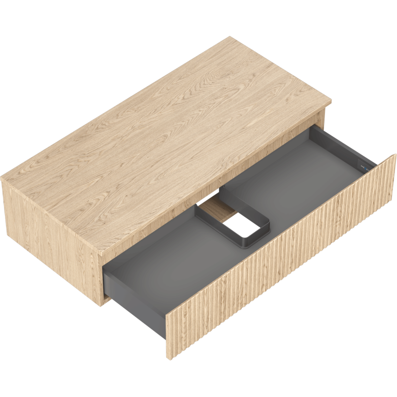 Mexen Rivel armoire de salle de bain sous lavabo 100 cm avec plateau, 1 tiroir, rainuré, chêne - 91A20-10023-1-BFC81