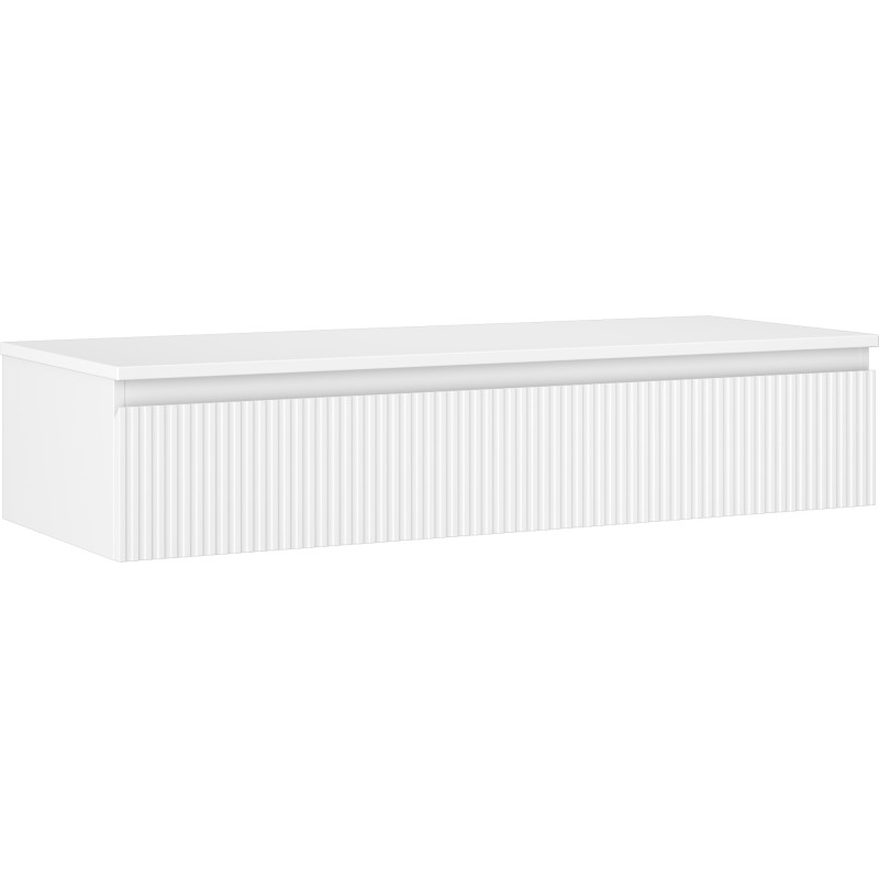 Mexen Rivel meuble sous-vasque de salle de bain 120 cm avec plan, 1 tiroir, rainuré, blanc mat - 91A20-12023-1-BFC01