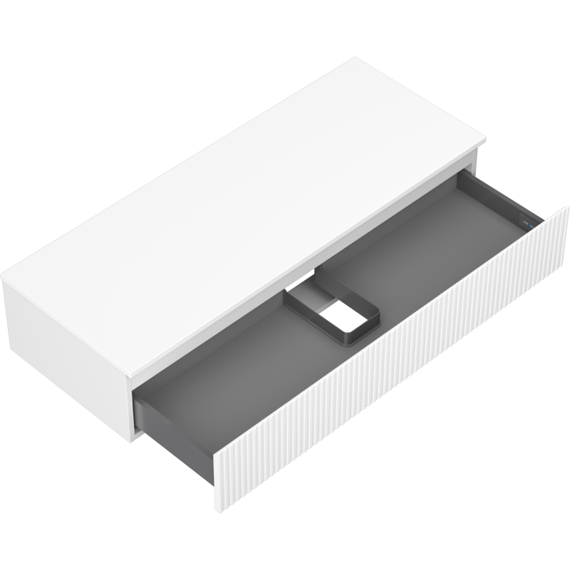 Mexen Rivel meuble sous-lavabo salle de bain 120 cm avec plateau, 1 tiroir, rainuré, blanc mat - 91A20-12023-1-BFC01