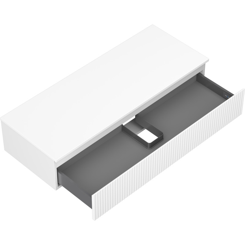 Mexen Rivel meuble sous-vasque de salle de bain 120 cm avec plan, 1 tiroir, rainuré, blanc mat - 91A20-12023-1-BFC01