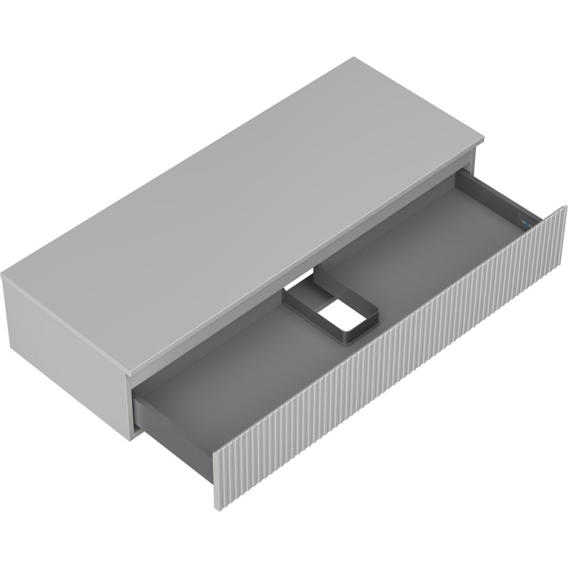 Mexen Rivel meuble dessous de lavabo 120 cm avec plateau, 1 tiroir, rainuré, gris mat - 91A20-12023-1-BFC62