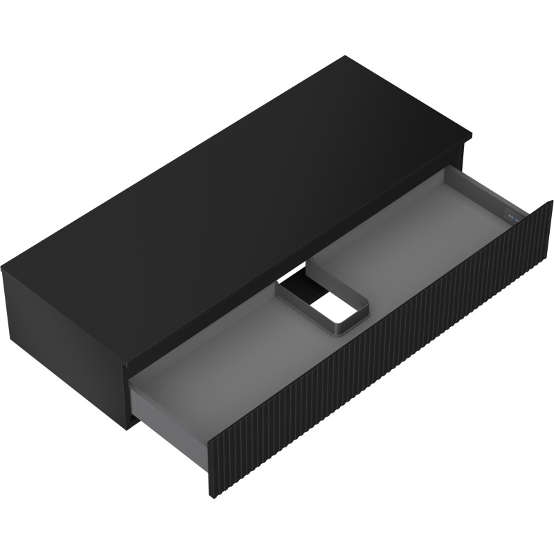 Mexen Rivel armoire de salle de bain sous lavabo 120 cm avec plan, 1 tiroir, rainuré, noir mat - 91A20-12023-1-BFC71