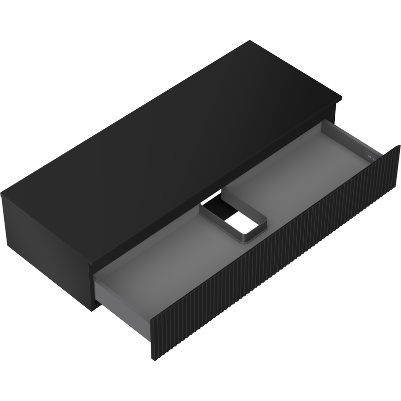 Mexen Rivel meuble de salle de bain sous lavabo 120 cm avec plateau, 1 tiroir, rainuré, noir mat - 91A20-12023-1-BFC71