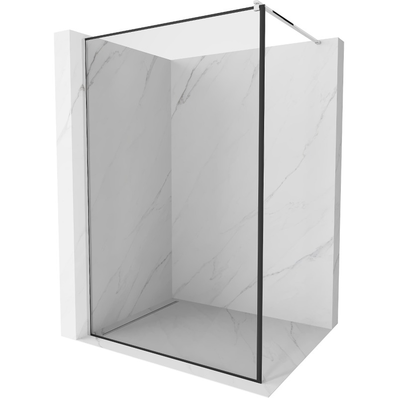 Mur de douche Mexen Kioto Walk-in 130 x 200 cm, cadre noir 8 mm, chrome - 800-130-101-01-70