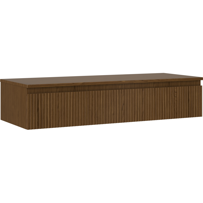 Mexen Rivel meuble de salle de bain sous lavabo 120 cm avec plateau, 1 tiroir, rainuré, noyer - 91A20-12023-1-BFC86