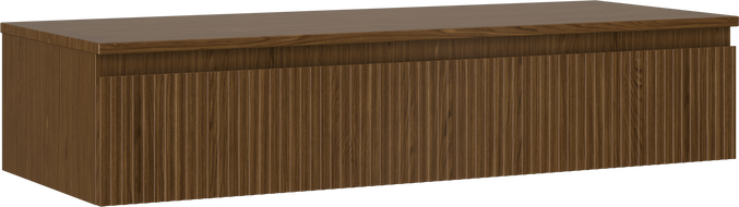 Mexen Rivel meuble de salle de bain sous-vasque 120 cm avec plateau, 1 tiroir, rainuré, noyer - 91A20-12023-1-BFC86