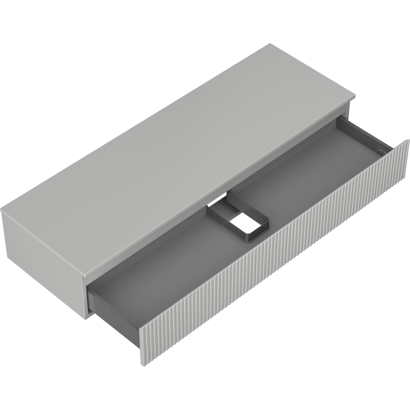 Mexen Rivel meuble de salle de bains sous lavabo 140 cm avec plan de travail, 1 tiroir, rainuré, gris mat - 91A20-14023-1-BFC62