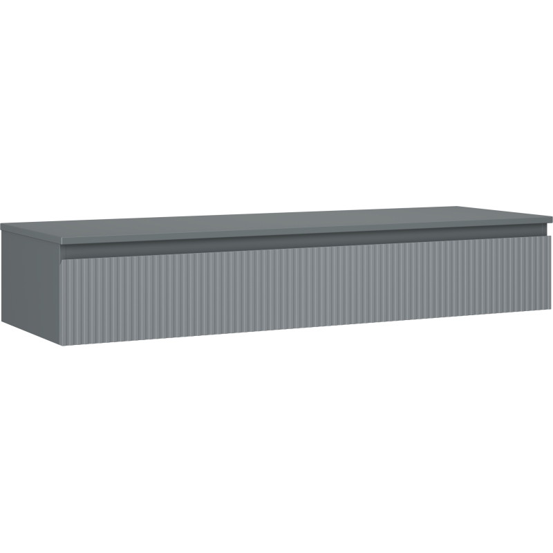 Mexen Rivel meuble de salle de bains sous lavabo 140 cm avec plateau, 1 tiroir, cannelé, graphite mat - 91A20-14023-1-BFC66