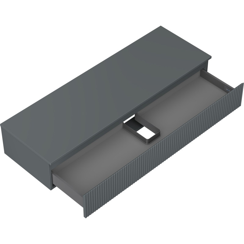 Mexen Rivel meuble de salle de bains sous lavabo 140 cm avec plateau, 1 tiroir, cannelé, graphite mat - 91A20-14023-1-BFC66