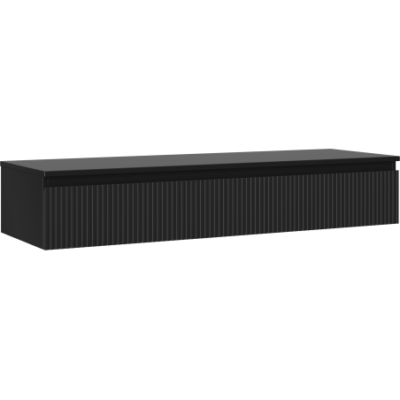 Mexen Rivel meuble de salle de bains sous lavabo 140 cm avec plateau, 1 tiroir, rainuré, noir mat - 91A20-14023-1-BFC71