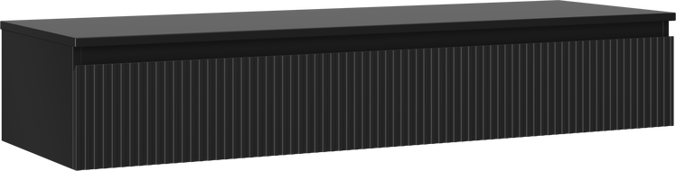 Mexen Rivel armoire de salle de bain sous lavabo 140 cm avec plateau, 1 tiroir, rainuré, noir mat - 91A20-14023-1-BFC71