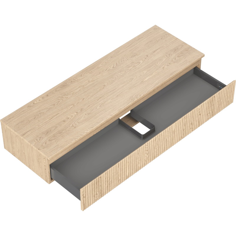 Mexen Rivel meuble de salle de bains sous vasque 140 cm avec plateau, 1 tiroir, rainuré, chêne - 91A20-14023-1-BFC81