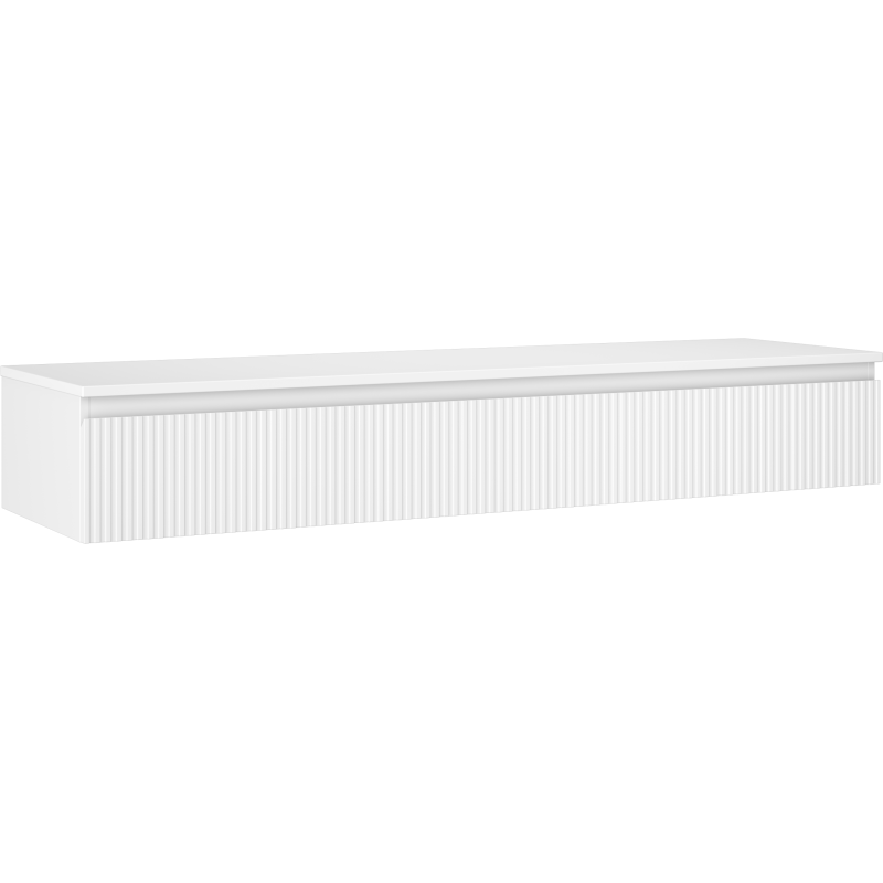 Mexen Rivel meuble de salle de bain sous-vasque 160 cm avec plateau, 1 tiroir, rainuré, blanc mat - 91A20-16023-1-BFC01