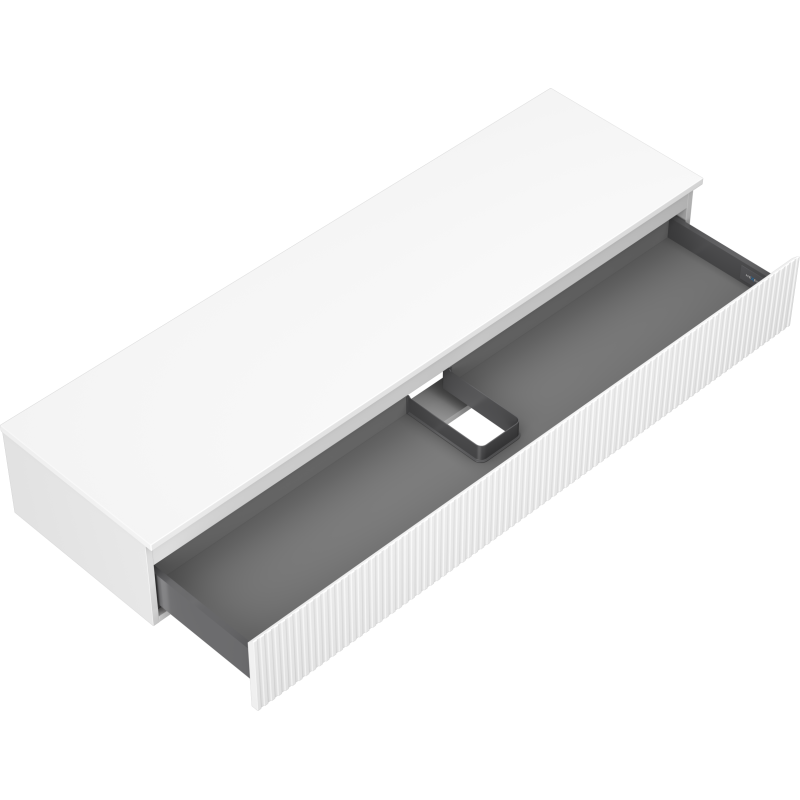 Mexen Rivel meuble de salle de bain sous-vasque 160 cm avec plateau, 1 tiroir, rainuré, blanc mat - 91A20-16023-1-BFC01