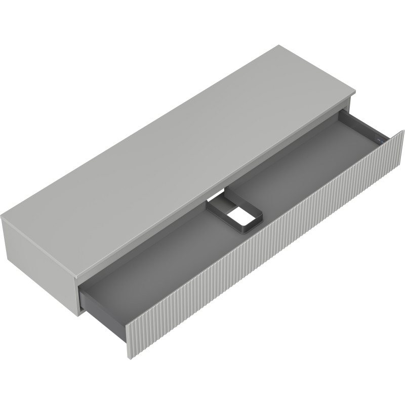 Mexen Rivel meuble de salle de bain sous vasque 160 cm avec plateau, 1 tiroir, rainuré, gris mat - 91A20-16023-1-BFC62
