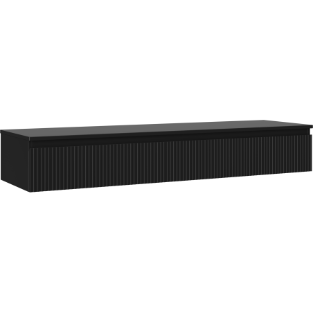 Mexen Rivel meuble de salle de bain sous lavabo 160 cm avec plateau, 1 tiroir, rainuré, noir mat - 91A20-16023-1-BFC71