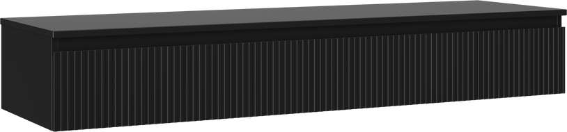 Mexen Rivel armoire de salle de bain sous-vasque 160 cm avec plateau, 1 tiroir, cannelée, noire mate - 91A20-16023-1-BFC71