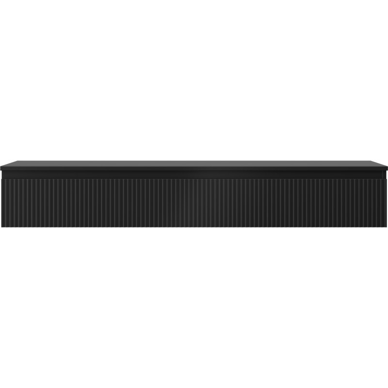 Mexen Rivel meuble de salle de bain sous lavabo 160 cm avec plateau, 1 tiroir, rainuré, noir mat - 91A20-16023-1-BFC71