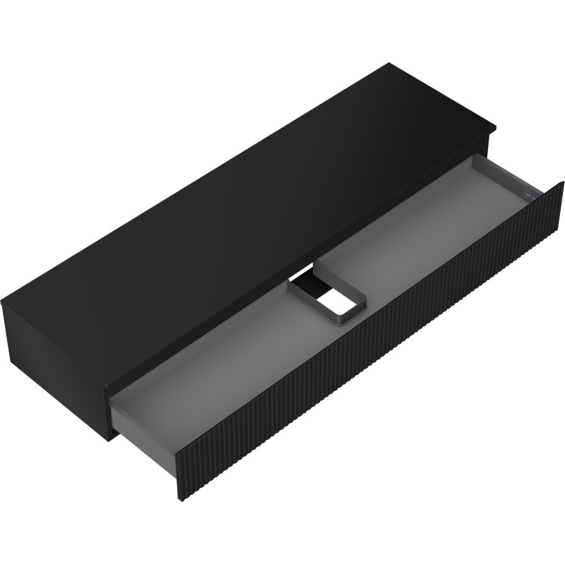 Mexen Rivel meuble de salle de bain sous lavabo 160 cm avec plateau, 1 tiroir, rainuré, noir mat - 91A20-16023-1-BFC71