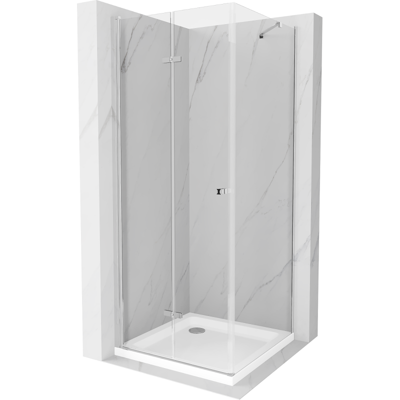 Mexen Lima cabine de douche pliante 80 x 100 cm, transparente, chromée + receveur de douche plat - 856-080-100-01-00-4010