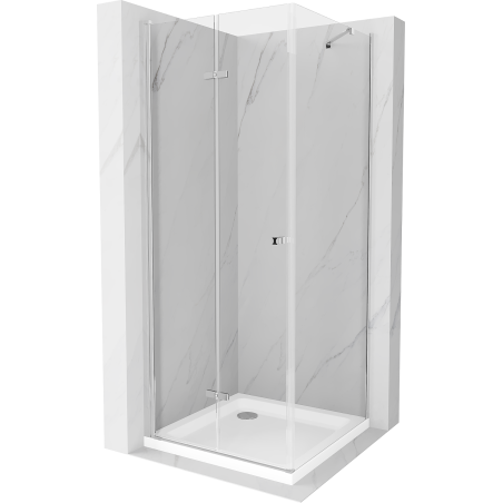 Mexen Lima cabine de douche pliante 80 x 100 cm, transparent, chrome + bac de douche Flat - 856-080-100-01-00-4010
