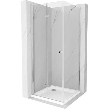Mexen Lima cabine de douche pliante 80 x 100 cm, transparente, chromée + receveur de douche plat - 856-080-100-01-00-4010
