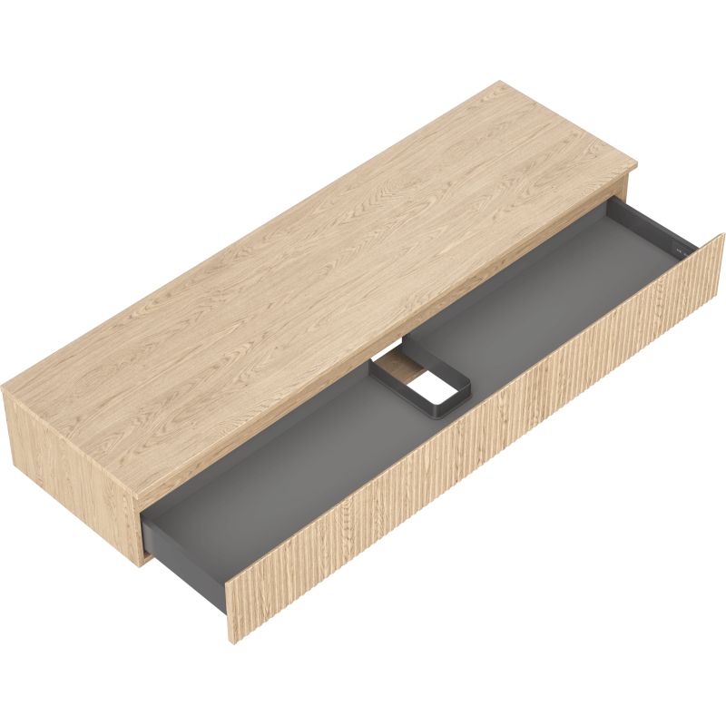Mexen Rivel meuble de salle de bain sous lavabo 160 cm avec plateau, 1 tiroir, nervuré, chêne - 91A20-16023-1-BFC81