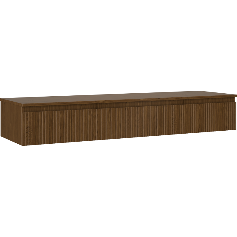 Mexen Rivel armoire de salle de bain sous lavabo 160 cm avec plateau, 1 tiroir, rainuré, noyer - 91A20-16023-1-BFC86