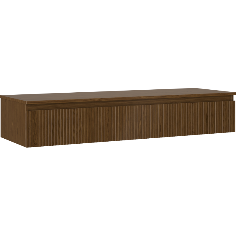 Mexen Rivel meuble de salle de bain à poser sous lavabo 140 cm avec plateau, 1 tiroir, rainuré, noyer - 91A20-14023-1-BFC86