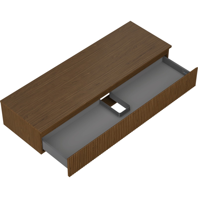 Mexen Rivel meuble de salle de bains sous lavabo 140 cm avec plateau, 1 tiroir, rainuré, noyer - 91A20-14023-1-BFC86