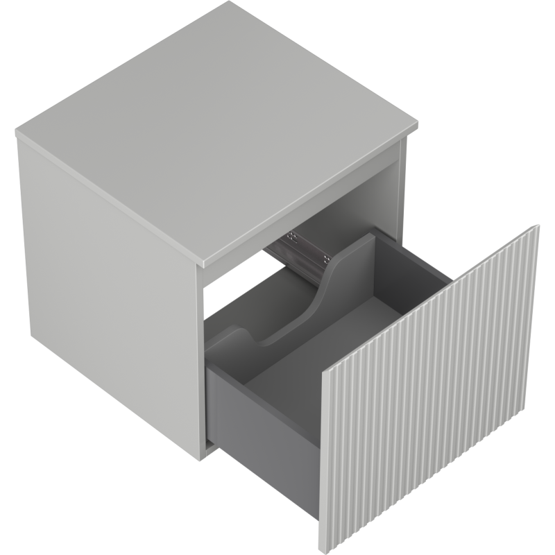 Mexen Rivel meuble de salle de bain sous-vasque 50 cm avec plateau, 1 tiroir, rainuré, gris mat - 91A20-05047-1-BFC62