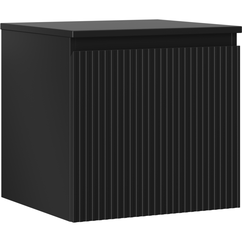 Mexen Rivel meuble de salle de bains sous vasque 50 cm avec plateau, 1 tiroir, rainuré, noir mat - 91A20-05047-1-BFC71