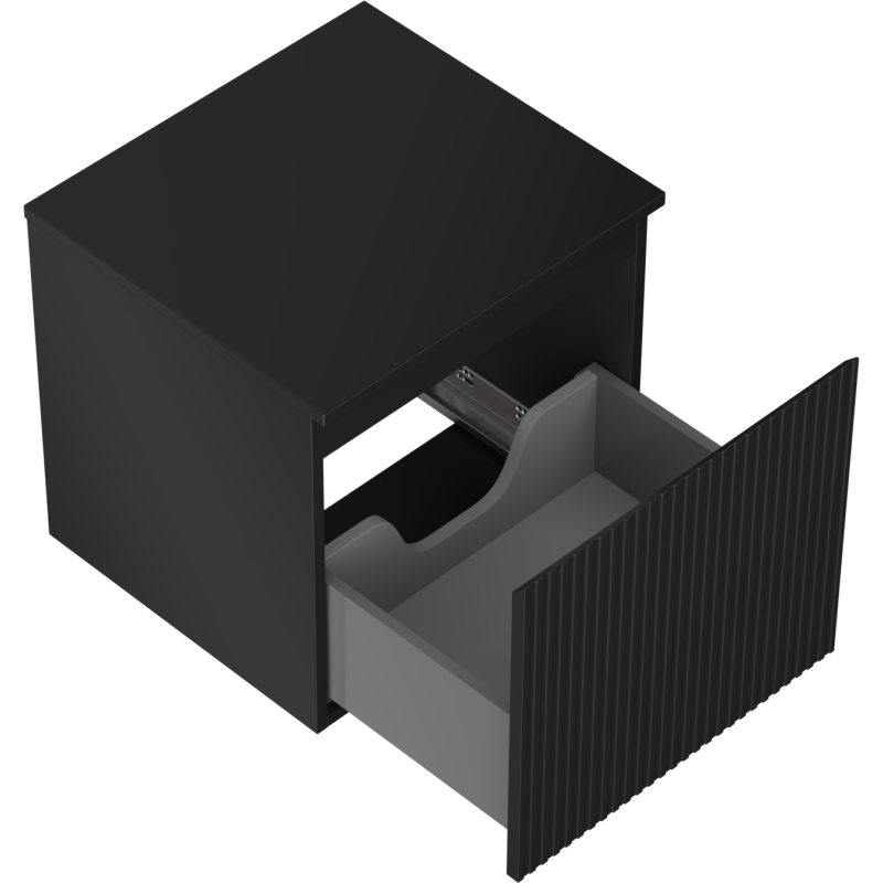 Mexen Rivel meuble de salle de bains sous vasque 50 cm avec plateau, 1 tiroir, rainuré, noir mat - 91A20-05047-1-BFC71