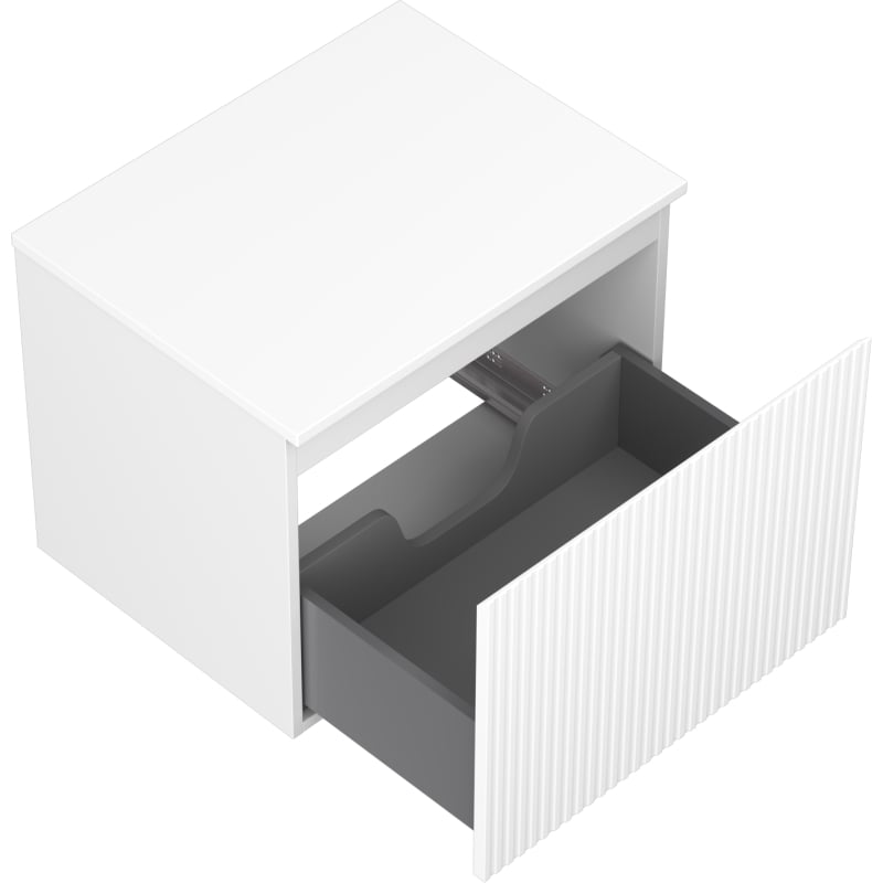 Mexen Rivel armoire de salle de bain sous-lavabo 60 cm avec plateau, 1 tiroir, rainurée, blanc mat - 91A20-06047-1-BFC01