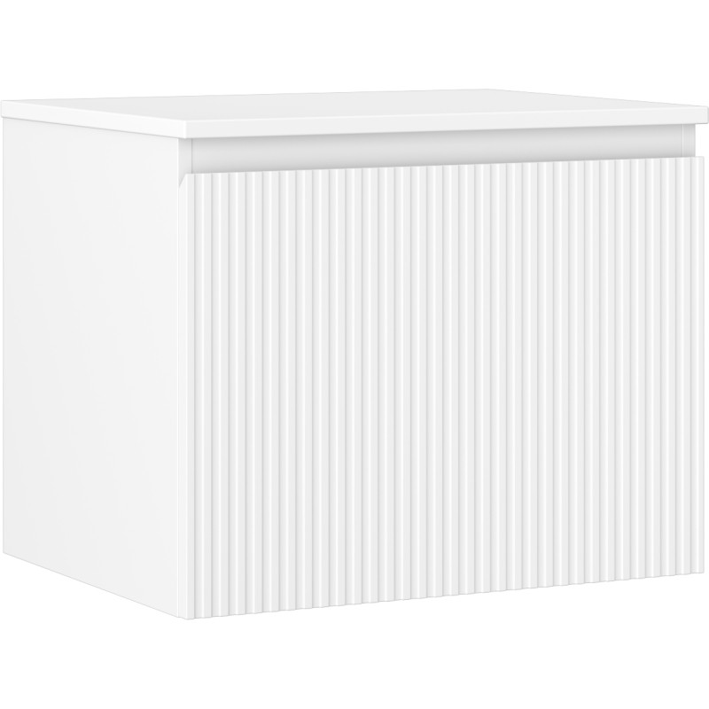 Mexen Rivel armoire de salle de bain sous-lavabo 60 cm avec plateau, 1 tiroir, rainurée, blanc mat - 91A20-06047-1-BFC01