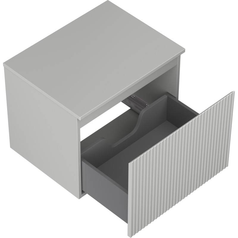 Mexen Rivel armoire de salle de bain sous lavabo 60 cm avec plateau, 1 tiroir, rainurée, gris mat - 91A20-06047-1-BFC62