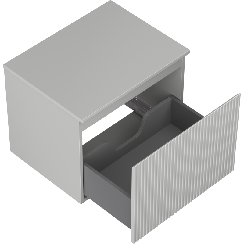Mexen Rivel meuble de salle de bain sous vasque 60 cm avec plateau, 1 tiroir, rainuré, gris mat - 91A20-06047-1-BFC62