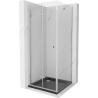 Mexen Lima cabine de douche pliante 80 x 80 cm, transparent, chrome + receveur Flat, noir - 856-080-080-01-00-4070