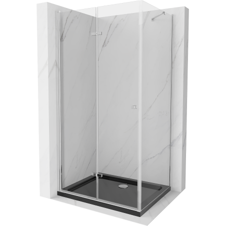 Mexen Lima cabine de douche pliante 80 x 100 cm, transparent, chrome + receveur Flat, noir - 856-080-100-01-00-4070