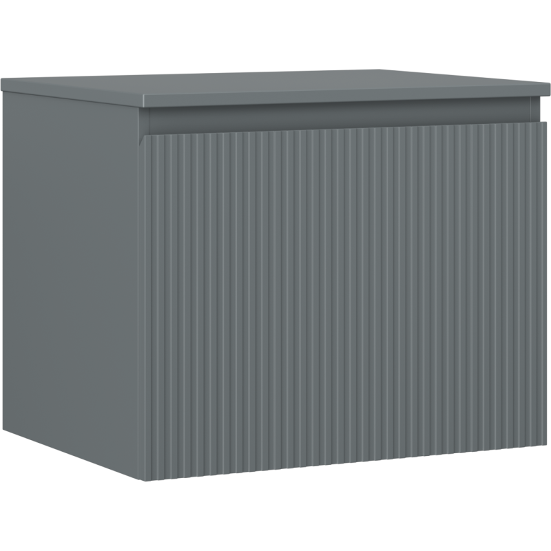 Mexen Rivel armoire de salle de bain sous-lavabo 60 cm avec plateau, 1 tiroir, rainurée, graphite mat - 91A20-06047-1-BFC66