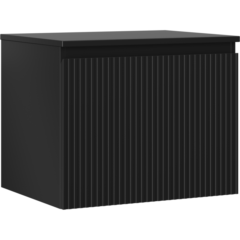 Mexen Rivel meuble de salle de bain sous-lavabo 60 cm avec plateau, 1 tiroir, rainuré, noir mat - 91A20-06047-1-BFC71