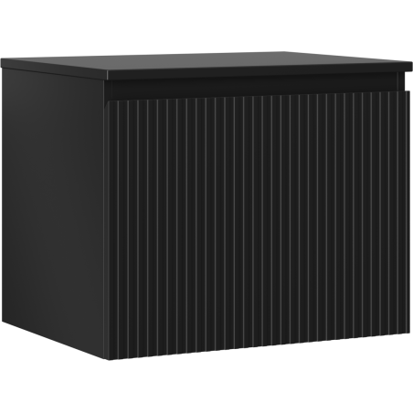 Mexen Rivel meuble de salle de bain sous-lavabo 60 cm avec plateau, 1 tiroir, rainuré, noir mat - 91A20-06047-1-BFC71