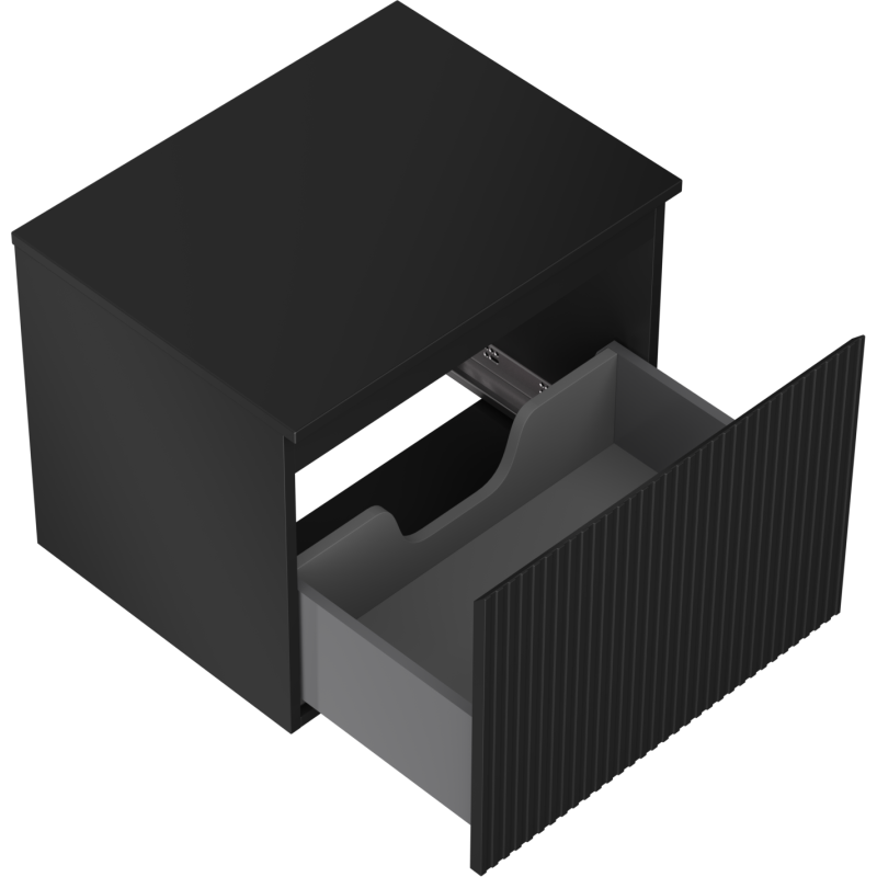 Mexen Rivel meuble de salle de bain sous-lavabo 60 cm avec plateau, 1 tiroir, rainuré, noir mat - 91A20-06047-1-BFC71