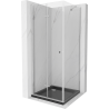 Mexen Lima cabine de douche pliante 90 x 90 cm, transparent, chromé + receveur Flat, noir - 856-090-090-01-00-4070