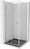 Mexen Lima cabine de douche pliante 90 x 90 cm, transparent, chromée + receveur Flat, noir - 856-090-090-01-00-4070