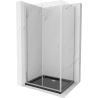 Mexen Lima cabine de douche pliante 100 x 80 cm, transparent, chromé + receveur Flat, noir - 856-100-080-01-00-4070