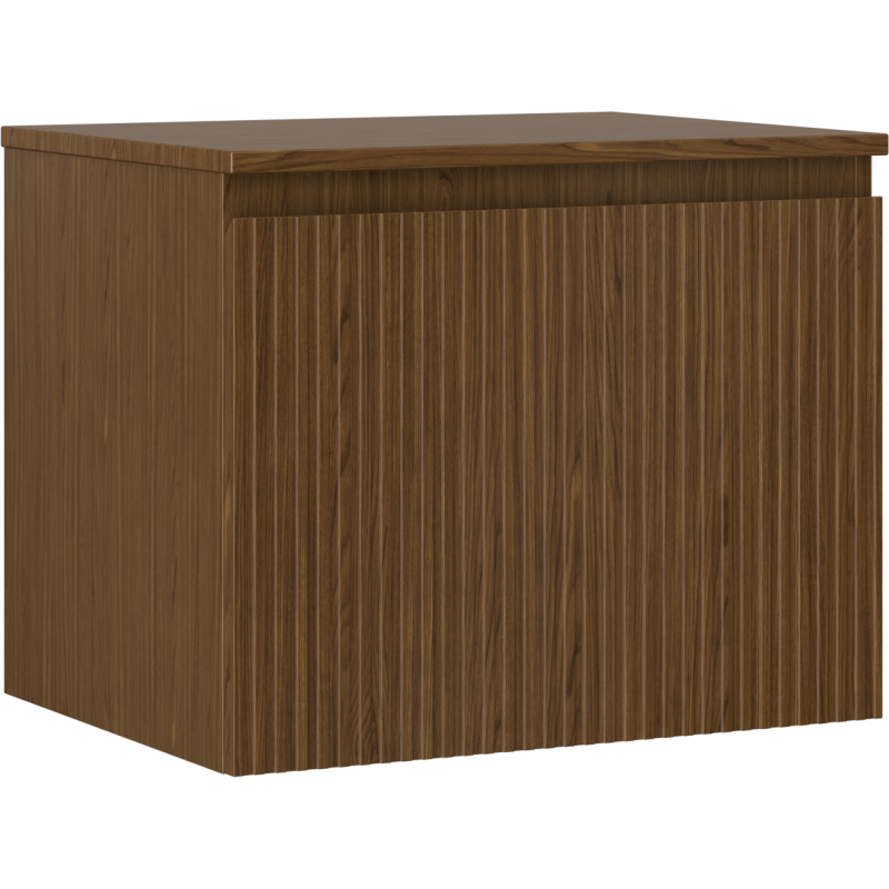Mexen Rivel armoire de salle de bain sous lavabo 60 cm avec plateau, 1 tiroir, rainurée, noyer - 91A20-06047-1-BFC86