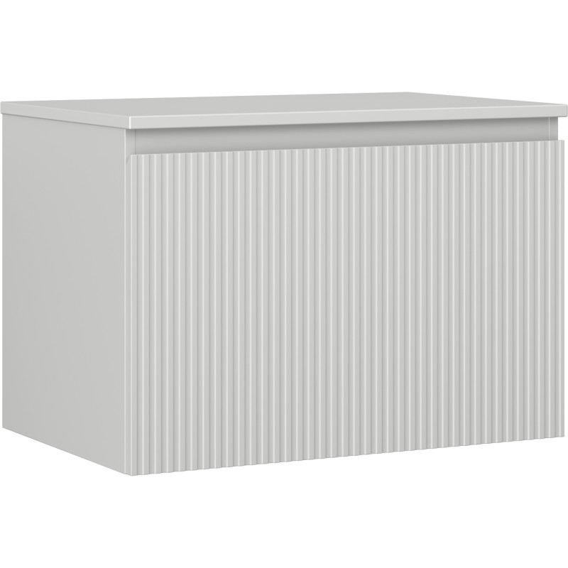 Mexen Rivel armoire de salle de bain sous lavabo 70 cm avec plateau, 1 tiroir, cannelé, gris mat - 91A20-07047-1-BFC62