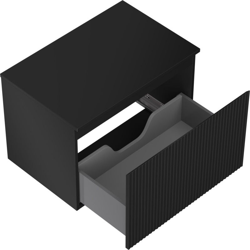 Mexen Rivel meuble sous-lavabo 70 cm avec plateau, 1 tiroir, rainuré, noir mat - 91A20-07047-1-BFC71