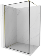 Mexen Kioto paroi de douche Walk-in 110 x 200 cm, cadre noir 8 mm, or - 800-110-101-50-70